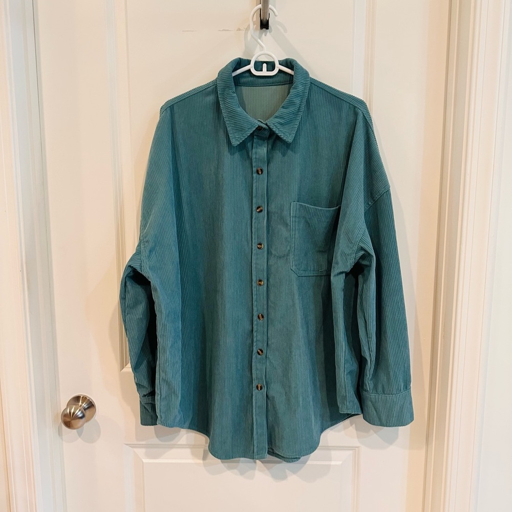 Teal Button Down Shirt for Women